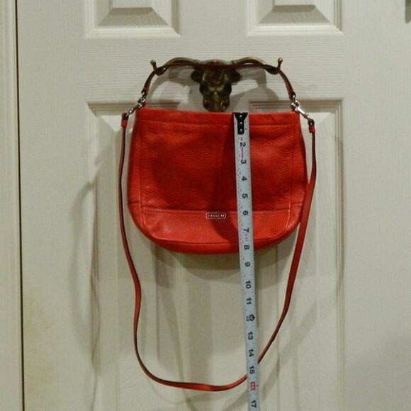 Coach Leather Mini Duffle Crossbody Bag Red Pebbled Leather - Picture 3 of 7